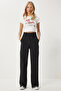 Women's Black Pocketed Basic Knit Sweatpants XR00018 - 3