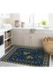 Atlas Collection Navy Blue and Green Theme Ivy and Bird Patterned Modern Decorative Carpet 33 - 3