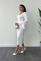 Ostrich Feather Detailed Square Neck Sheath Dress - WHITE - 2