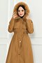 Hidden Zipper Hooded Coat Brown 19211 - 2