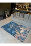 Atlas Collection Navy Blue Themed Abstract Palm Trees Patterned Modern Decorative Carpet 39 - 2
