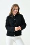 Women's Acrylic Stylish Button Design Black Knitwear Cardigan with Bow Detail 1041 - 7