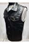 Genuine Leather Stitching Detail Biker Chopper Leather Vest - 3