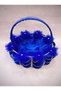 2-Piece Blue Silver Pearl Henna Basket - with Slices and Pompoms, for Engagement and Wedding - 2