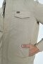Men's Seasonal Coat Jacket Beige Snap and Zipper 4 Pockets 100% Cotton Fabric - 7