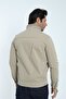 Men's Seasonal Coat Jacket Beige Snap and Zipper 4 Pockets 100% Cotton Fabric - 6