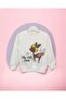 Girl's Shiny Stone Embroidered Pompom Cute Deer Printed Bottom / Top Sweatshirt Set - 2
