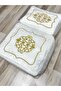 Gold Embroidered Velvet Dowry Holder - 2-Piece Cream Bundle Engagement Bride Groom Bag
