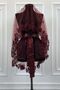 Burgundy Bridal Veil Set, Guipure and Pearl Decorated Henna Night Veil Alı Cover 6 Pieces - 2