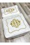 Gold Embroidered Velvet Dowry Holder - 2-Piece Cream Bundle Engagement Bride Groom Bag - 4