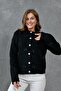 Black Acrylic Fabric Stylish Button Design Bow Ecru Knitwear Cardigan 1041