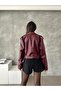 Trend Oversize Bomber Belted Leather Style Jacket - 4