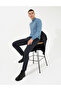 Blue Slim Fit Half Turtleneck Basic Knitwear Sweater 50256965-Vr036 - 3