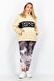 Women High Neck Brand Logo Sweatshirt, Beige - 2
