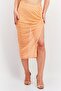 Women Textured Basic Midi Skirt, Orange