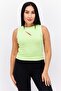 Women Round Neck Sleeveless Plain Tank Top, Lime