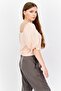 Women Square Neck Puff Sleeve Solid Cropped Top, Peach - 2
