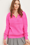 Women's Fuchsia Polo Neck Honeycomb Knitwear Sweater Kzk- 19000826 - 3