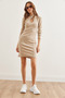 Women's Stone Robe Drop Low-Cut Raster Mini Stretchy Dress Elb- 19002259 - 3