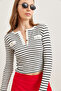 Women's White Gold Button Detail Bearded Premium Blouse Blz- 19002741 - 2