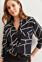 Women's Asymmetrical Black Single Pocket Woven Viscon Shirt Gml- 19000890 - 4