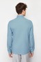 Mavi Düğmeli Yaka Apoletli Slim Fit %100 Pamuklu Keten Görünümlü Gömlek TMNSS20GO0189 - 12