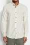 Stone Buttoned Collar Epauletted Slim Fit Long Sleeve 100% Cotton Shirt TMNSS20GO0189 - 5