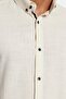 Stone Buttoned Collar Epauletted Slim Fit Long Sleeve 100% Cotton Shirt TMNSS20GO0189 - 4