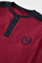 Men's Burgundy Striped Knitted Men's Pajamas Set Tedaw25Pt00006 - 2