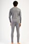 Men's Long Sleeve Boat Neck Thermal Underwear Set 405158   Smoked - 3