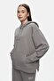 Jess Graphite Hooded Cotton Embroidered Oversize Women's Sweatshirt