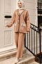 24116 Pocketed Cardigan Knitwear Set Camel - 5