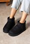 Mini Black Suede Fur-Lined Thick Sole Women's Boots - 3