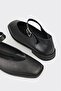 Black Leather Women's Casual Shoes - 5