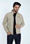 Men's Seasonal Coat Jacket Beige Snap and Zipper 4 Pockets 100% Cotton Fabric