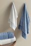100% Cotton Soft and High Water Absorbent 2-Piece Towel Set - Blue & Cream Striped Towel 50X90 cm - Valerie - 2