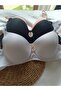3-Piece Women's Unfilled Underwire Wire Black and White Skin Flat Bra - 2