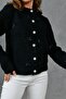 Black Acrylic Fabric Stylish Button Design Bow Ecru Knitwear Cardigan 1041 - 2
