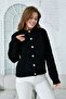 Women's Black Knitwear Fabric Buttoned Collar Bow Design Cardigan 1041 - 4