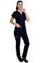 طقم قميص طبيب وممرضة من قماش الليكرا الرقيق باللون الأسود من Twin Flex - 4