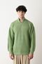 Zippered Green Stand Collar Basic Oversize Sweater