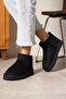 Mini Black Suede Fur-Lined Thick Sole Women's Boots - 4