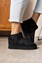 Mini Black Suede Fur-Lined Thick Sole Women's Boots - 5
