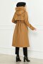 Hidden Zipper Hooded Coat Brown 19211 - 4