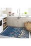 Atlas Collection Blue Themed Pastel Palm Trees and Leopard Patterned Modern Decorative Carpet 38 - 3