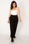 Women's Large Size Black Elastic Detailed Waist and Legs, Comfortable Cut, Pocketed Sports Trousers 65n33763 - 4