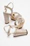 Women's Heeled Sandals Gold Glitter - 4