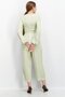 Women Gingham Long Sleeve Jumpsuit, Sage LIme - 3