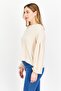 Women Crew Neck Long Sleeve Textured Top, Beige - 4