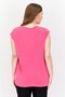 Women Round Neck Cap Sleeve Solid Shirt, Fuchsia - 4